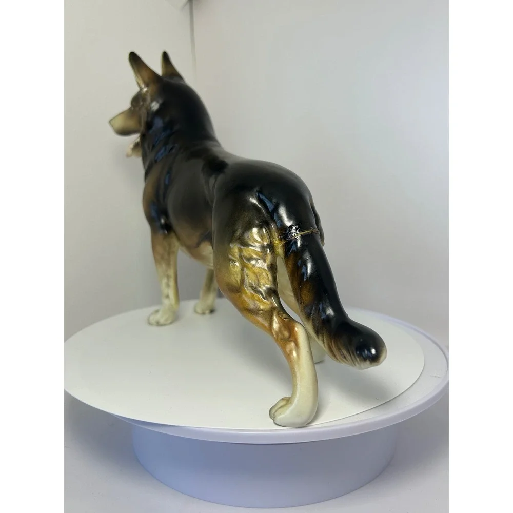 Vintage Ceramic German Shepherd Dog Figurine Made in Japan Hand Painted Repaired